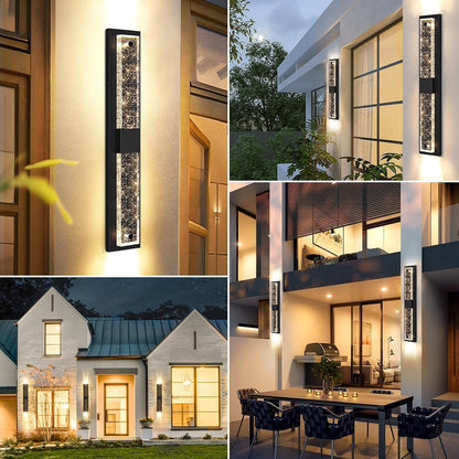 32‘’ Large Outdoor Wall Lights with Crystal Bubble Glass, 10W 3000K7