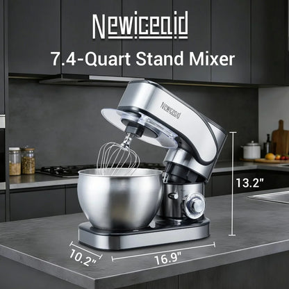Stainless Steel 6-Speed 7.4QT Stand Mixer | 700W Motor, 7.4QT Bowl, Tilt-Head Design. Dough Hook, Beater & Whisk. for Bread, Cakes & Dough2