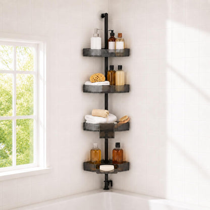 Corner Shower Caddy, Adjustable 4-Tier Rustproof Bathroom Organizer Shelves, 45-75 Inch No-Drill Quick Installation Bathtub Corner Shelf1