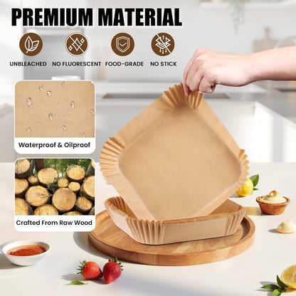 Air Fryer Liners Disposable, 200Pcs 8 Inch Airfryer Paper Liners, Unbleached Parchment Paper for Air Fryer Basket, Non-Stick Air Fryer Accessories, Liners for Baking, Parchment Paper Sheets5