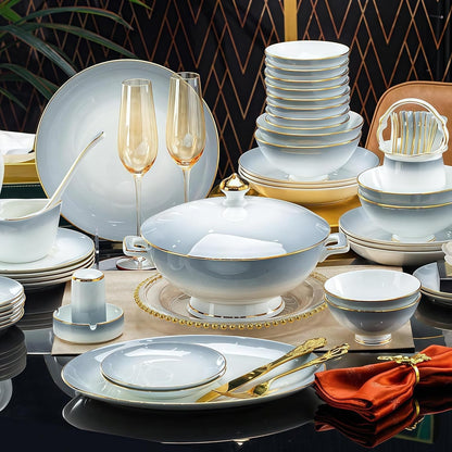 60 Pcs Porcelain Bone China Dinnerware Set, Fine China Dinnerware Sets1