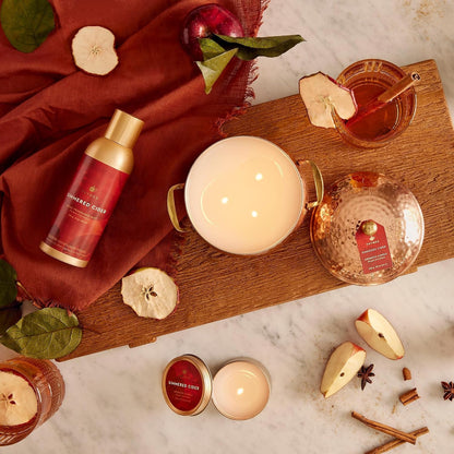 Thymes Simmered Cider Copper Candle - Warm & Spicy Apple Scented Candles for Home - Notes of Apple, Clove, and Cardamom - Luxury Gifts for Women - Fall Decor - 3 Wick (Copper Pot, 18 Oz)6
