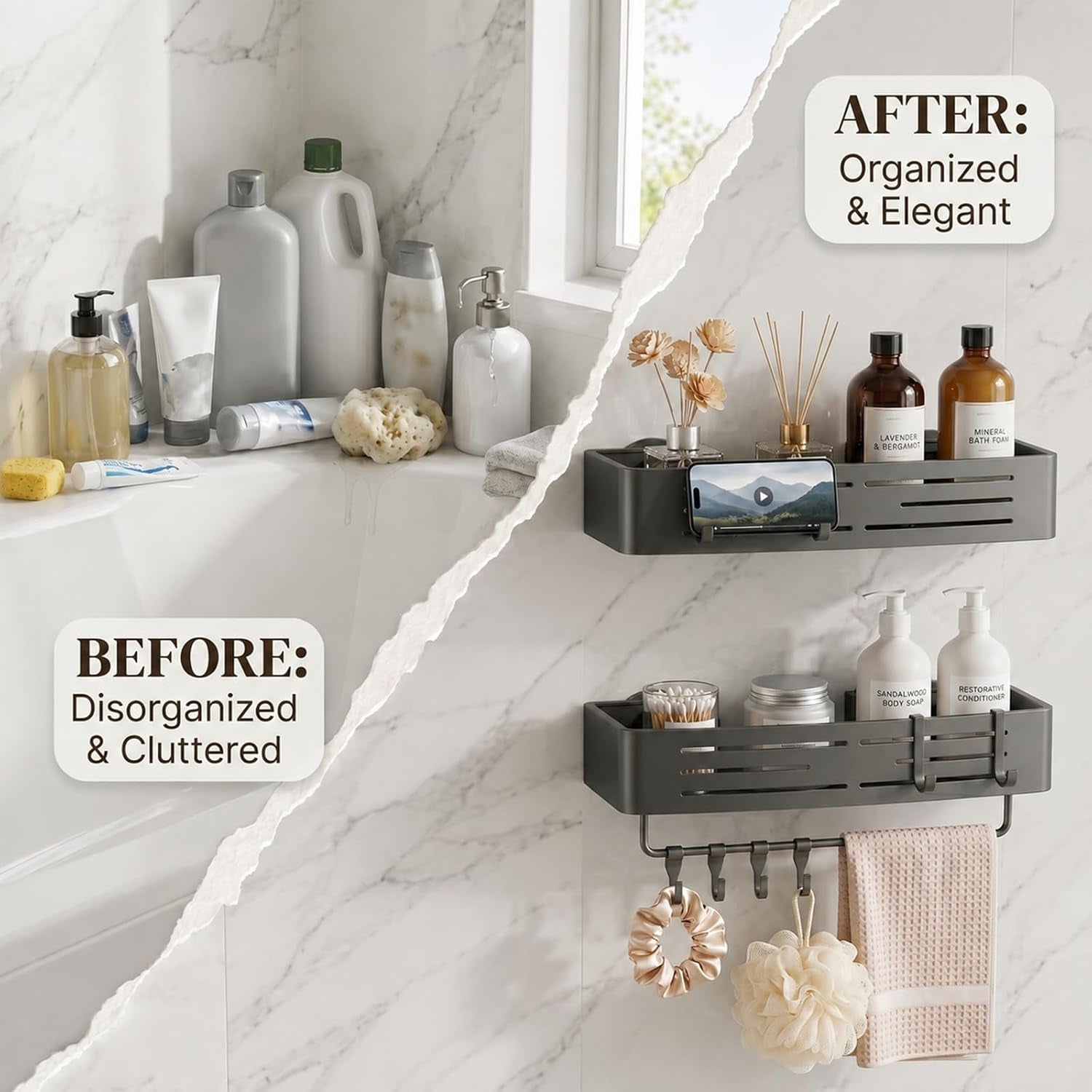 2-pcs-shower-caddy-suction-cup-with-towel-bar-hooks-no-drilling-gray