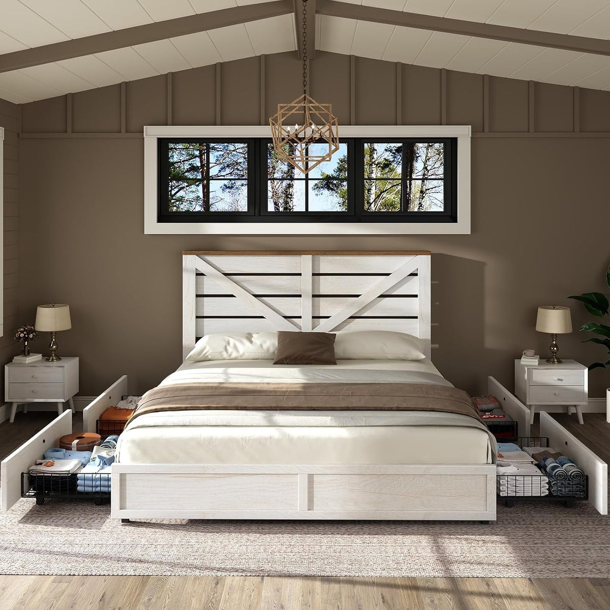 full-size-farmhouse-bed-frame-with-4-drawers-barn-door-headboard