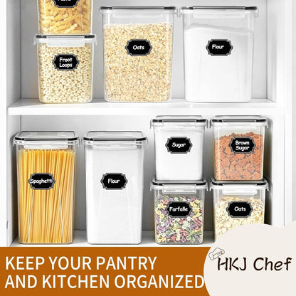 Flour Sugar Storage Containers, 10 Pack Large Airtight Food Storage Containers with Lids for Kitchen Pantry Organization and Storage, BPA Free Plastic Canisters Sets for Cereal, Rice and Baking8