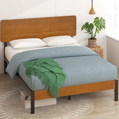 Olivia Metal and Wood Platform Bed Frame / No Box Spring Needed / Wood Slat Support / Easy Assembly, Full1