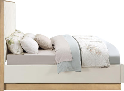 Meridian Furniture Casacream-K Casa Collection Modern | Contemporary Vegan Leather King Bed, Cream Vegan Leather, Natural Finish, Wood Frame, Channel Tufting, 81.25" W X 83" D X 63" H, Cream, King5
