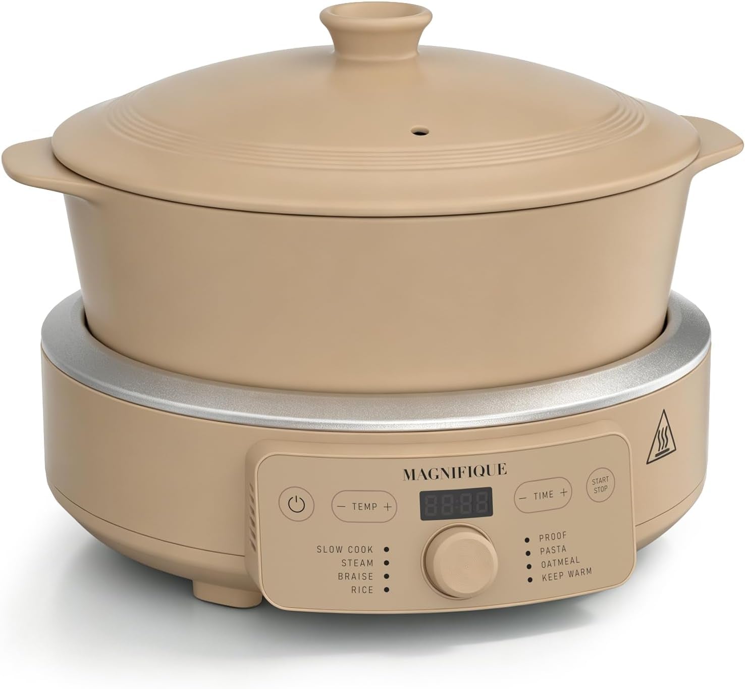 magnifique-slow-cooker-4-5-quart-8-in-1-clay-pot-multi-cooker-non-toxic-slow-cooker-with-removable-clay-pot-for-rice-pasta-steam-proof-nonstick-oven-safe-pot-to-500-f-brown