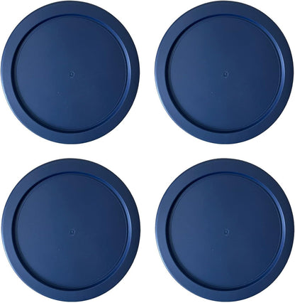 Replacement Lids Fits Pyrex 2-Cup Glass Food Storage Container Bowls, 5-Inch Plastic round Lids Covers for Pyrex 7200-PC, Airtight & Leakproof (4-Pack, Blue)1