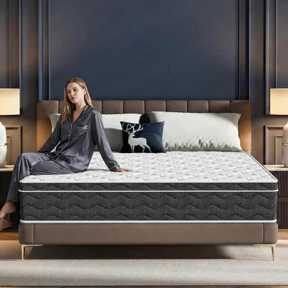 Queen Size Mattress 12 Inch with Memory Foam | Medium Firm Hybrid Mattress, Certipur-Us Certified Mattress in a Box Pressure Relief Removable Cover No Fiberglass3