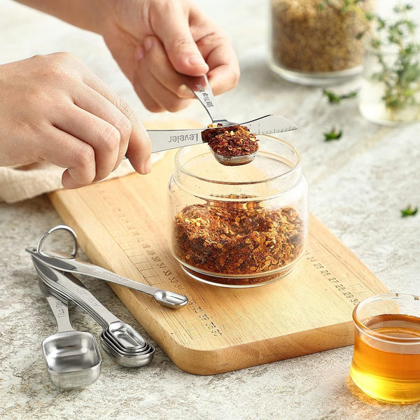 Stainless Steel Measuring Spoons Set of 8 with Leveler9