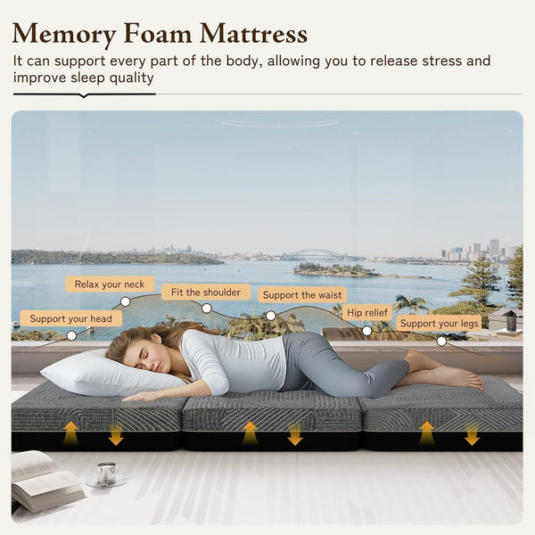 Tri Folding Mattress Queen Size - 6 Inch Foldable Floor Sofa Bed2