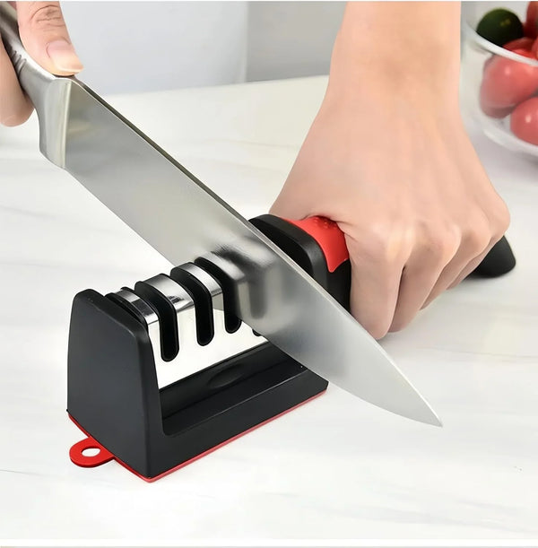 4-Stage Knife Sharpener, Kitchen Tool for Knives & Scissors | Works for Steel & Ceramic Blades, Supports Blade Repair, Restoration and Polishing1