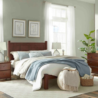 Shaker Solid Wood Panel Platform Bed, Full Size, Cherry1