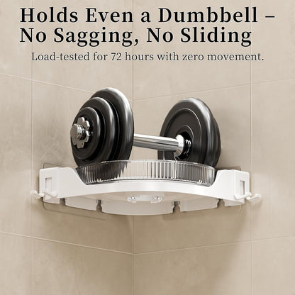 360°Rotating Corner Shower Caddy, No-Drill Adhesive Shelf with Hook5