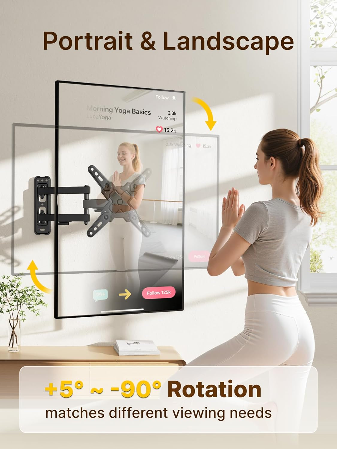 full-motion-small-tv-wall-mount-for-13-43-inch-tvs-up-to-44-lb-90-swivel-5-15-tilt-landscape-portrait-rotation-extends-14-6-in-4x-load-tested-vesa-200x200-mm-single-stud-mount