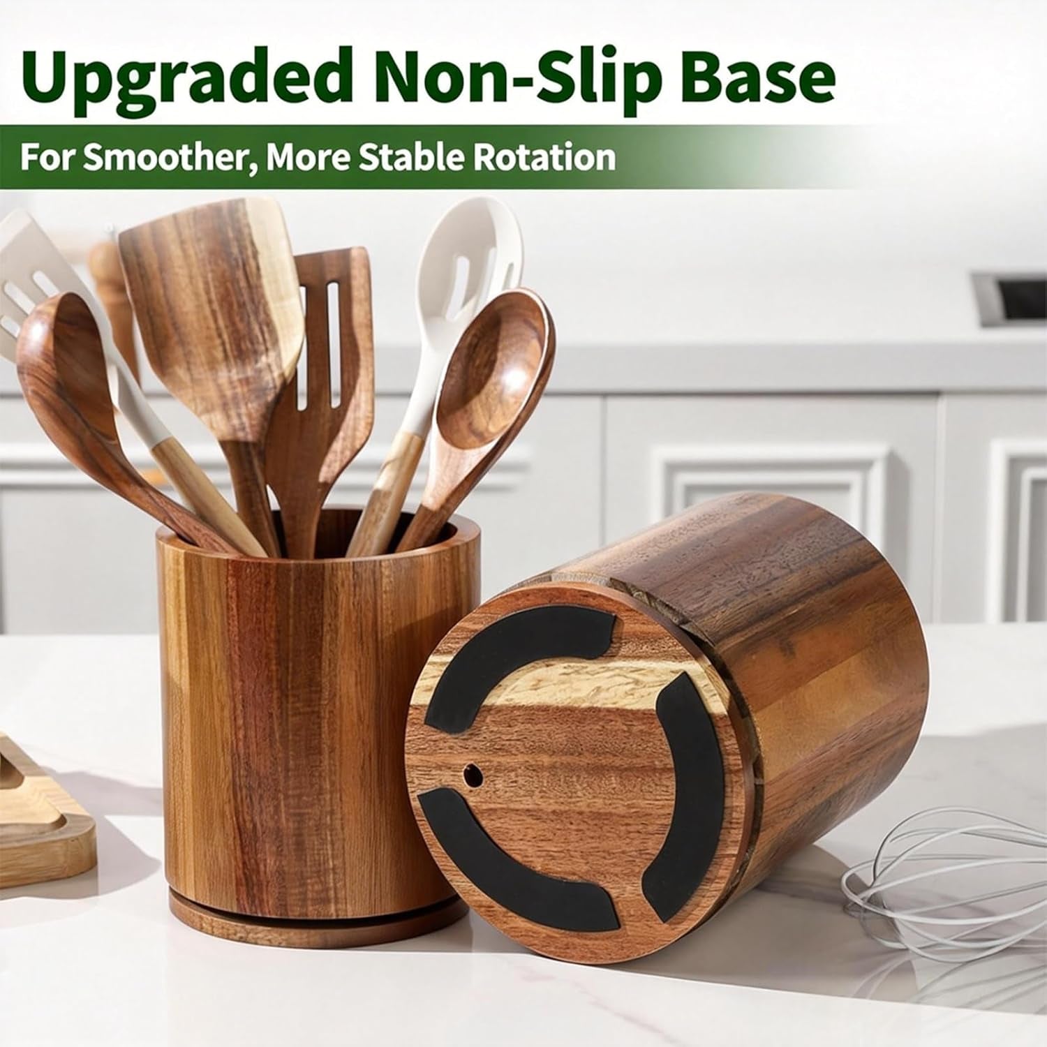 acacia-wood-utensil-holder-360-rotating-7-3-in-kitchen-organizer-rustic-farmhouse-countertop-decor-rotating-base-for-easy-access-to-spatulas-spoons-and-cooking-utensils-7-3-inch-capacity