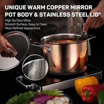 Whole Tri-Ply 18/10 Stainless Steel Cookware Set, 10 Pcs Elegant Copper Pots and Pans Set, Induction Cookware, Frying Pans, Saucepans & Stock Pot with Lid, Ideal Gift for Wedding, Housewarming6