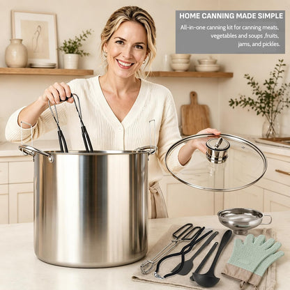 Canning Pot-Canning Supplies Starter Kit, Canning Tool Kits Set for Beginners, Stainless Steel Water Bath Canner Kit with Rack for Canning4