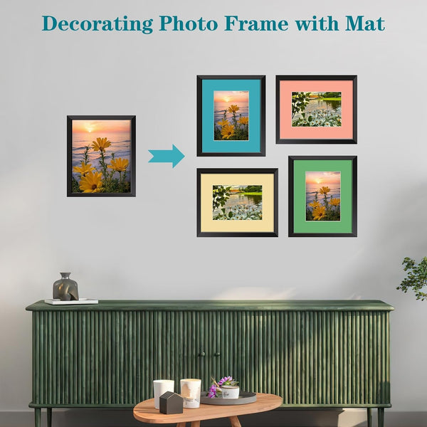 12 Packs Mixed Colors 8X10 Picture Frame Mats for 5X7 Photos, Artworks and Prints, White Core Bevel Cut Frame Mattes5