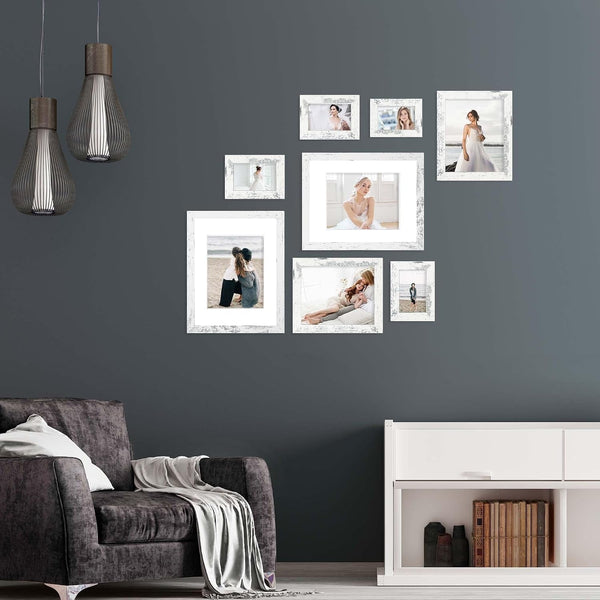 8X10 Picture Frame Set of 4, High Definition Glass Distressed White Frame, 8 X 10 Wood Photo Frames for Tabletop Display and Wall Mounting2