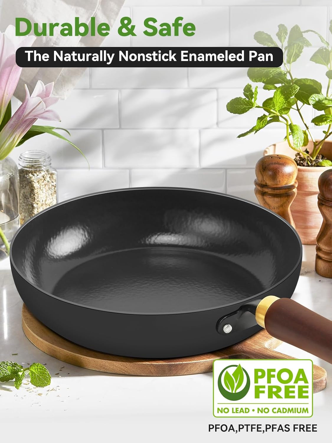 carbon-steel-skillet-11-inch-nonstick-frying-pan-season-free-enameled-carbon-steel-pan-stay-cool-wooden-handle-non-toxic-ptfe-pfoa-free-oven-safe