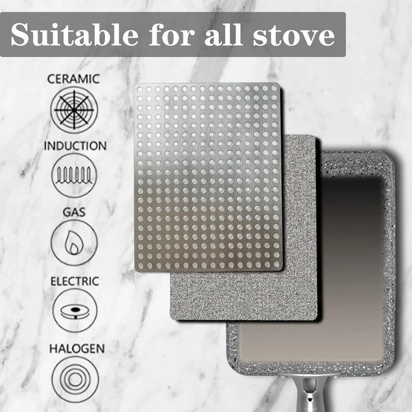 9Pcs Tamagoyaki Pan Set, Japanese Omelette Pan Nonstick with Lid, Square Japanese Egg Skillet Rectangle 7"X5" Grey5