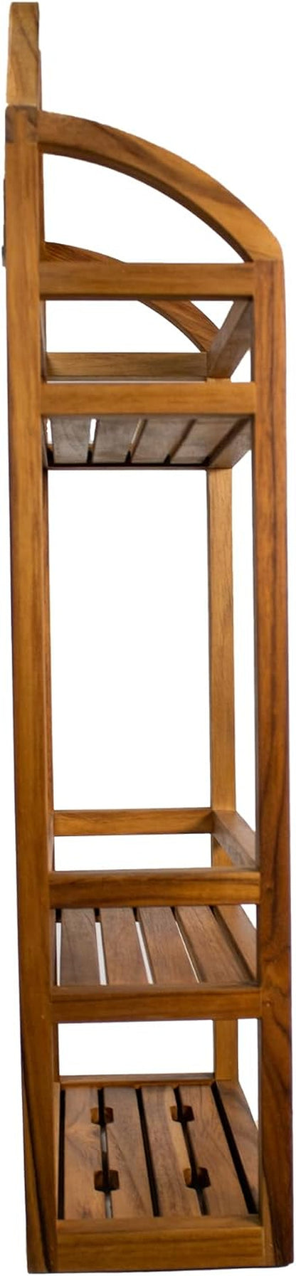 Wall Mount Teak Shower Caddy, Bathroom Organizer Shelf6