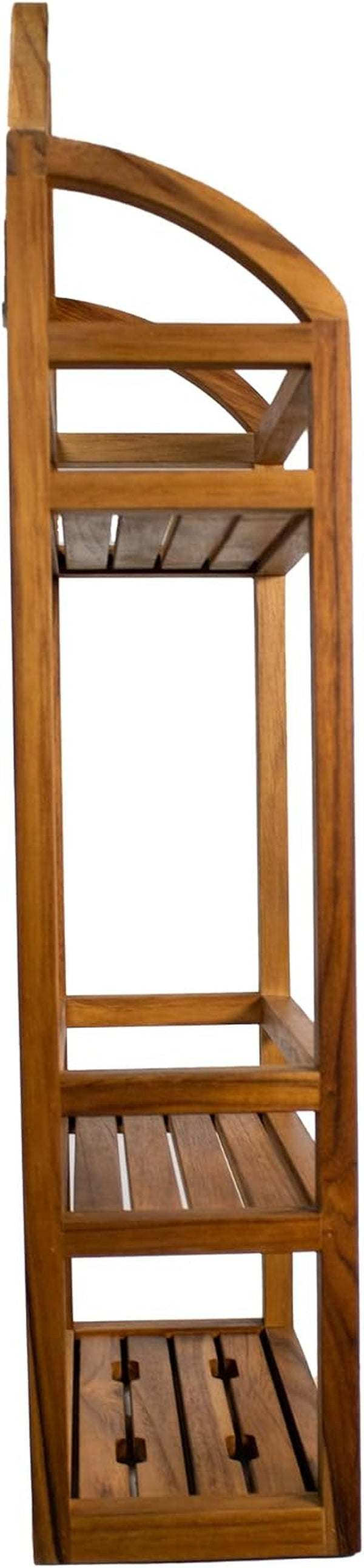 Wall Mount Teak Shower Caddy, Bathroom Organizer Shelf6