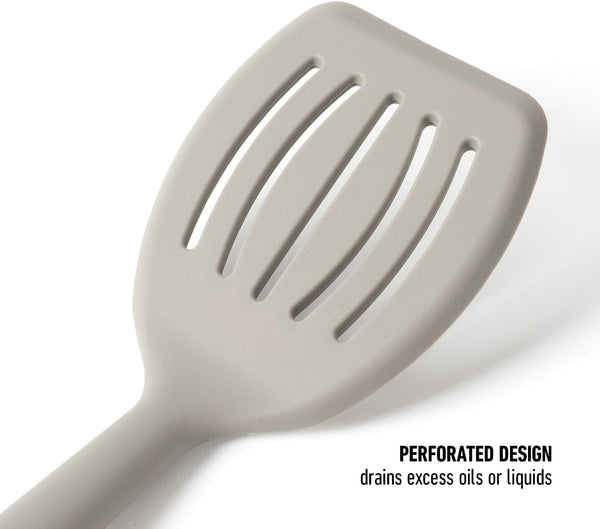 Calphalon Prime Slotted Turner, Kitchen Flipping Spatula, Slotted Spatula with Silicone Head and Stainless Steel Handle, Heat Resistant Nonstick Cookware for Flipping and Draining (Taupe)5