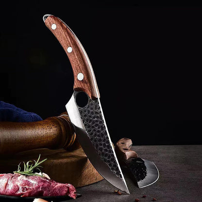 Handmade Forged Kitchen Knife 3 Pcs Professional Chef Knife Set, Hunting, BBQ Meat Knives for Cooking, Forged Kitchen Knife with High Carbon Stainless Steel Cutlery with Leather Sheaths3