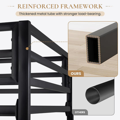 Loft Bed Twin Size with Ladder and Guardrail,Black4