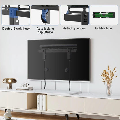 Studless TV Wall Mount for Most 23-60 Inch Tvs up to 99 Lbs, Low Profile No Drill TV Mount, Drywall Bracket with Max VESA 400X400Mm, No Stud, No Drill, Easy Install, MF85