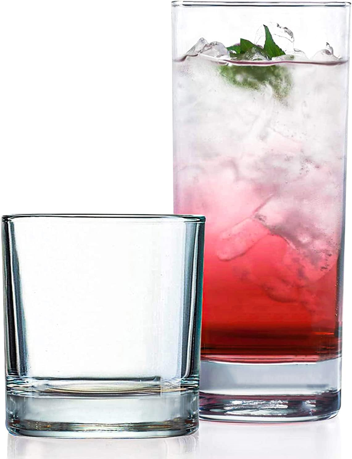 everyday-drinking-glasses-set-of-8-drinkware-hurricane-glasses-kitchen-glasses-for-cocktail-iced-coffee-beer-ice-tea-wine-whiskey-water-4-tall-glass-cups-4-short-dof-drinking