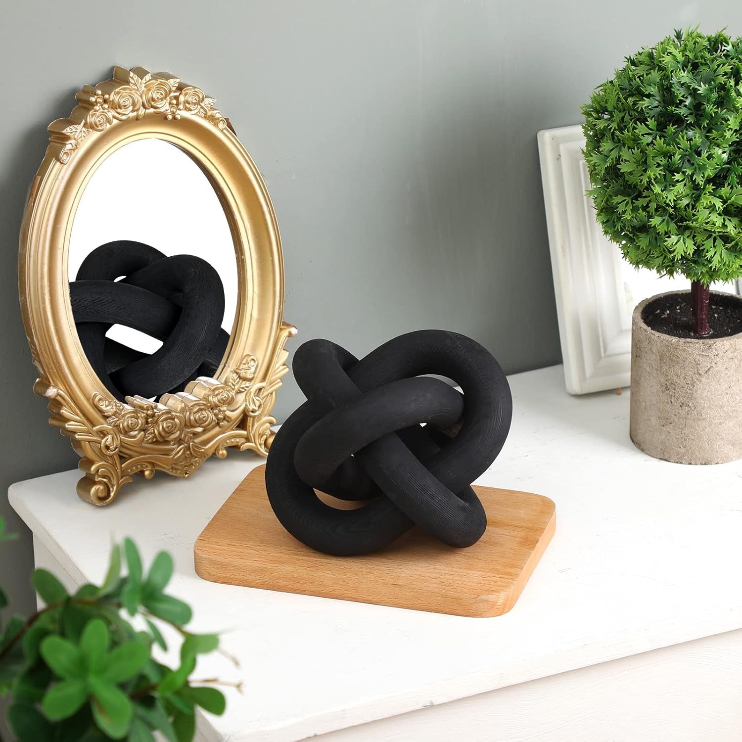 3-link-wood-knot-decor-rustic-table-shelf-home-decor-accents-black-hand-carved-chain-link-boho-decorative-knot-for-coffee-table-bookshelf-modern-rustic-accents-for-living-room-bedroom
