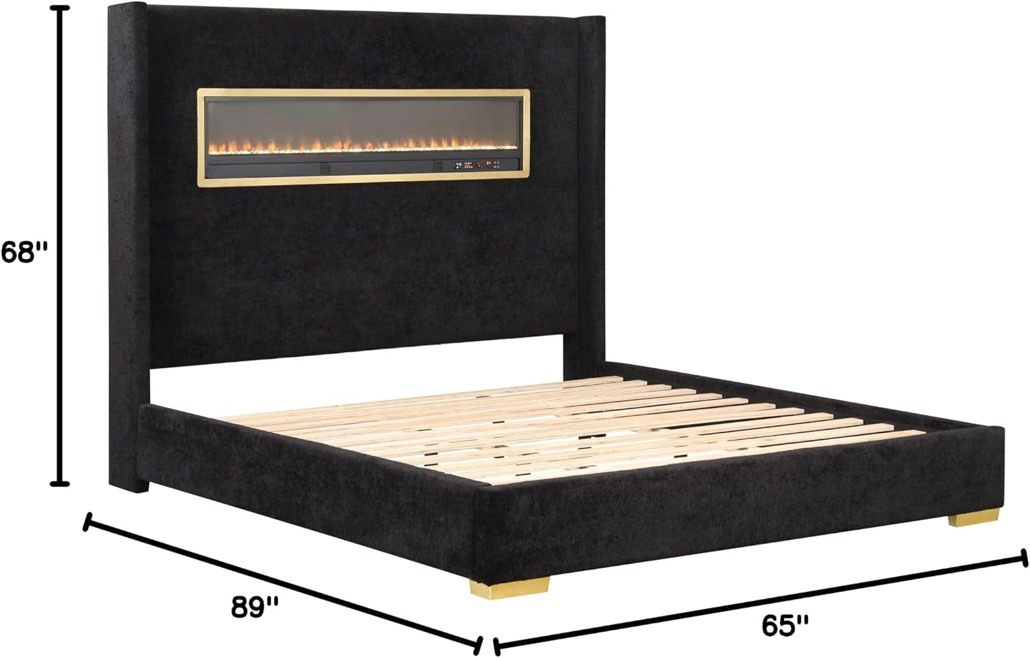 calliope-modern-boucle-bed-frame-with-3d-fireplace-headboard-bluetooth-speaker-and-usb-slot-upholstered-bedframe-no-box-spring-required-for-home-bedroom-queen-black