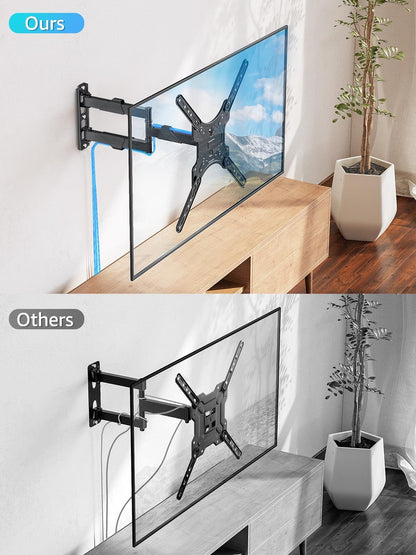 Full Motion TV Wall Mount for Most 26-60 Inch Tvs, Max VESA 400X400Mm Wall Mount TV Bracket with Swivel Tilting Extension Level Adjustment for LED LCD Flat Curved Tvs up to 77 LBS, MU00186