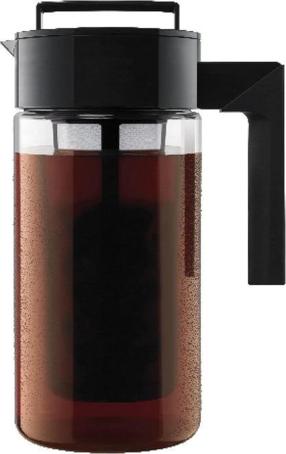 Deluxe Cold Brew Coffee Maker - Bpa-Free Tritan Pitcher with Airtight Leakproof Lid, Silicone Grip Handle, Fine-Mesh Filter - Shatter-Proof, Dishwasher Safe, Made in USA - 1 Quart/Black1