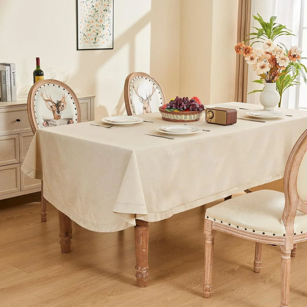 Oval Tablecloth 155 X 300 Cm, Beige Tablecloth Linen Tablecover, Texture, Large Table Cloth Hollow Design, Hand Punched, for Kitchen, Office, Table Decoration1