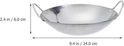 Metal Wok Pan Kitchen 2Pcs Stainless Steel Wok Pans Small Stir Frying Pan with Double Handle Nonstick Deep Cooking Pot for Induction Electric Gas Stoves 8Inch Stir Fry Wok2