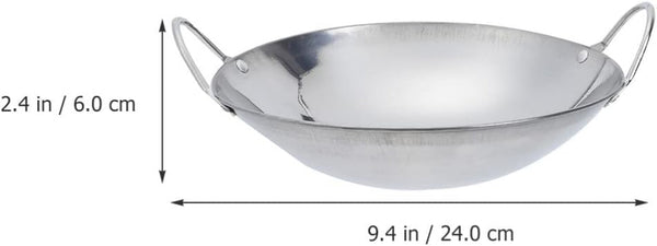 Metal Wok Pan Kitchen 2Pcs Stainless Steel Wok Pans Small Stir Frying Pan with Double Handle Nonstick Deep Cooking Pot for Induction Electric Gas Stoves 8Inch Stir Fry Wok2