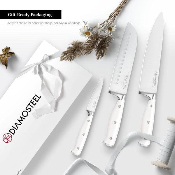 White Knife Set, 3-Piece Knives Set for Kitchen with Elegant Box8