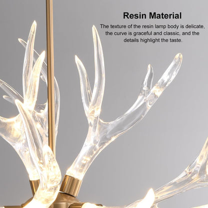 Resin Antler Chandelier, 9-Light Deer Horn Pendant Light Fixture for Living Room Bedroom Dining Room Kitchen (Gold)2