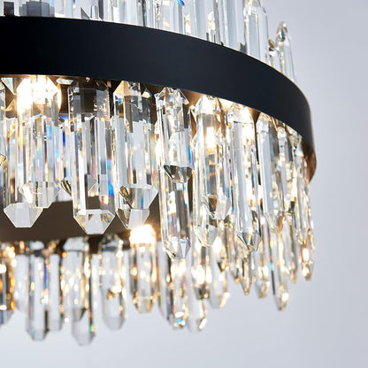 Black Modern Oval Crystal Chandelier, 24-Lights Luxury Chandeliers 2-Tiers K9 Crystal Chandelier Pendant, Light Fixture G9 Lights for Dining Living Room Entryway Kitchen Dia 30 Inch6