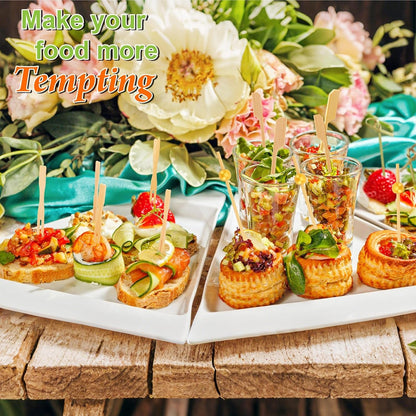 500PCS Cocktail Picks Kit, 4 Styles Fancy Toothpicks for Appetizers | 3 Sizes Long Bamboo Skewers, Decorative Wooden Food Sticks, for Drinks, Fruit, Charcuterie Boards Accessories, Party Supplies5
