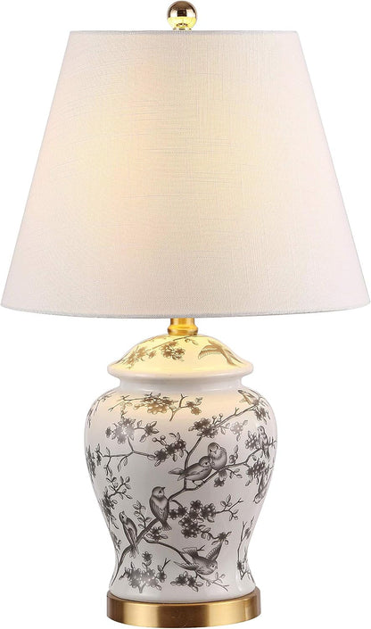 Penelope Ginger Jar 22" LED Table Lamp, Gray/White1