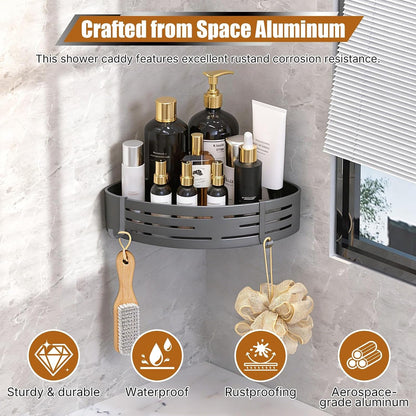 Matte Gray Corner Shower Shelf, 1-Pack Aluminum Bathroom Caddy4