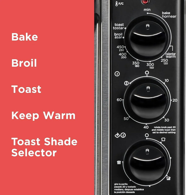 BLACK+DECKER TO3250XSBD 8-Slice Extra Wide Convection Countertop Toaster Oven, Includes Bake Pan, Broil Rack & Toasting Rack, Stainless Steel/Black7