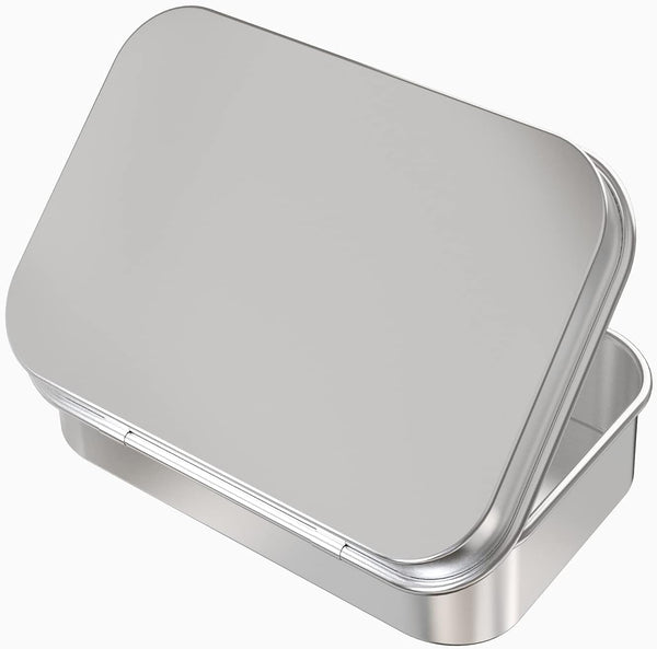 Small Hinged Tin Box Metal Tins Storage Containers, Silver 6Pcs4