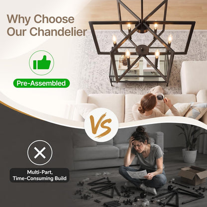 Black Chandelier for Dining Room, 6-Light Dining Room Light Fixture5